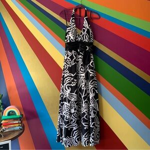 Betsey & Adam Black and White Halter Maxi Dress – Size 8